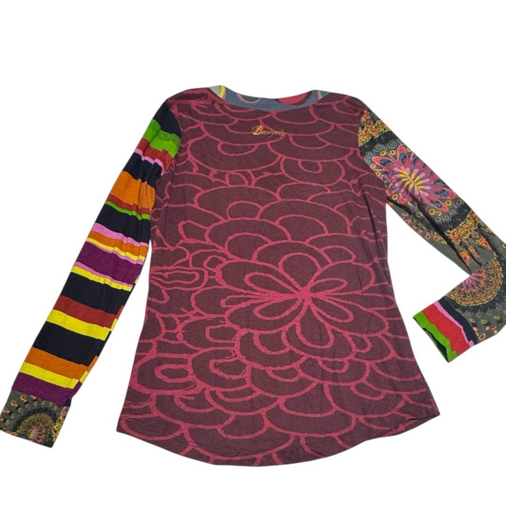 Colorful Desigual‎ long sleeve embroidered art to wear shirt sz S dopamine dress - Picture 7 of 9